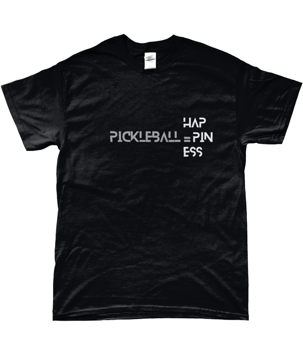 Pickleball T-Shirt with pickleball = happiness graphics