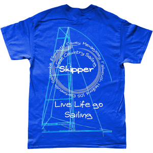 West Country Sailing T Shirt Unique Design - Skipper - Royal Blue  
